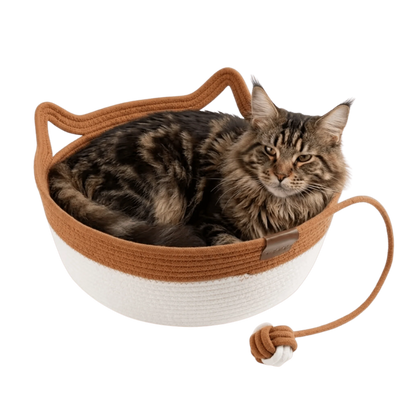 Geflochtenes Katzenkörbchen aus Naturfasern