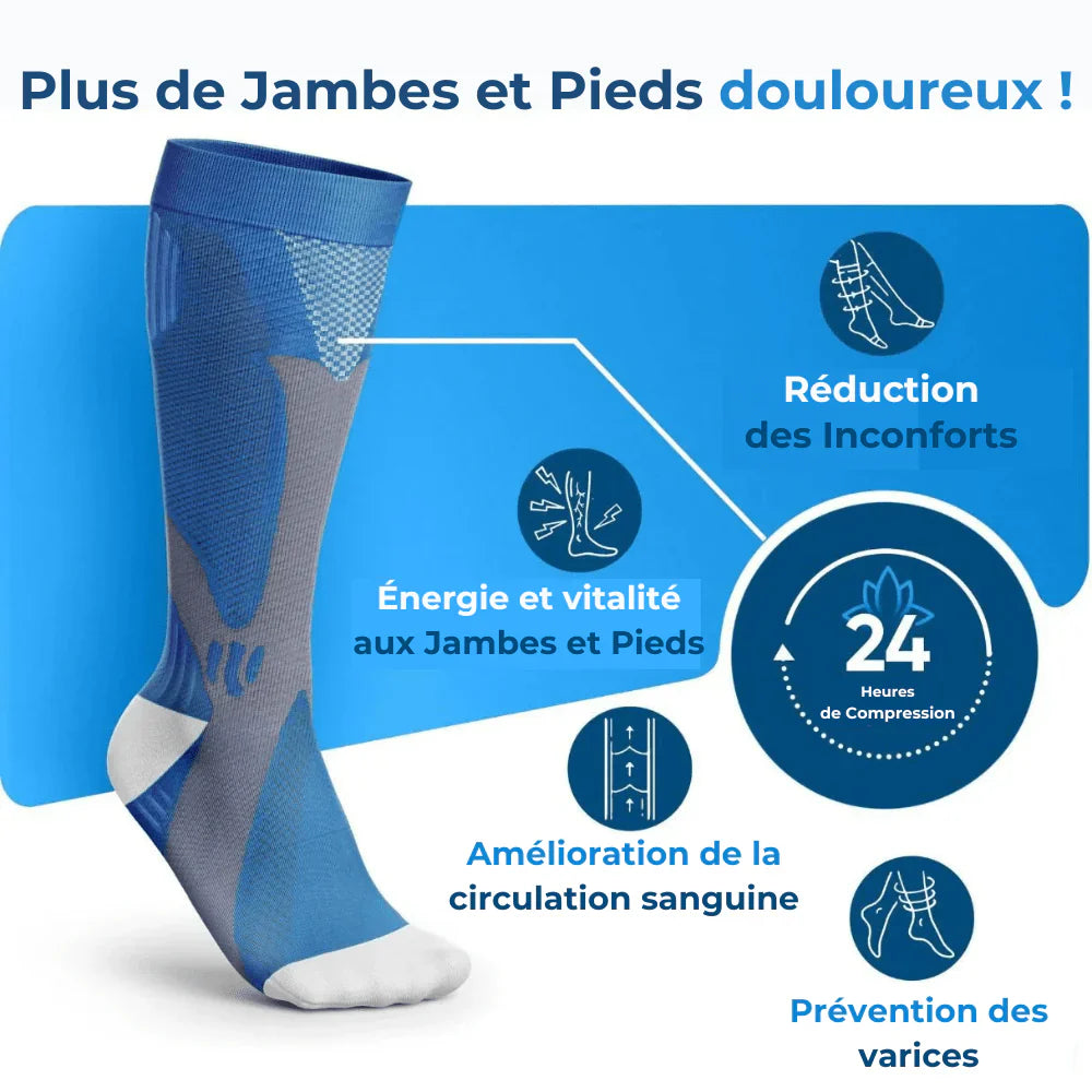 OrthoLeg® - Chaussette de compression pour des jambes et des pieds sans douleur