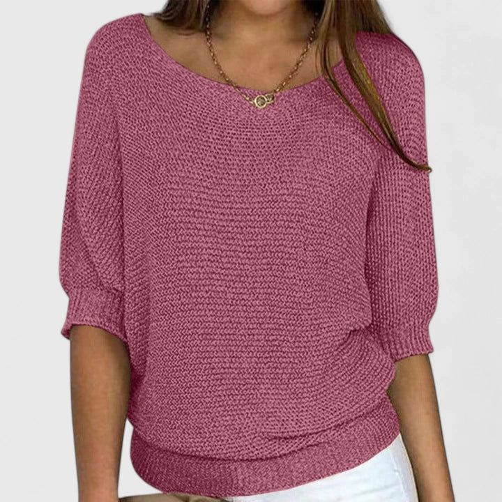 Pull Femme en Maille Ample à Manches 3/4