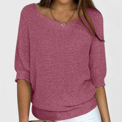 Pull Femme en Maille Ample à Manches 3/4