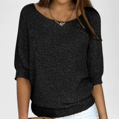 Pull Femme en Maille Ample à Manches 3/4