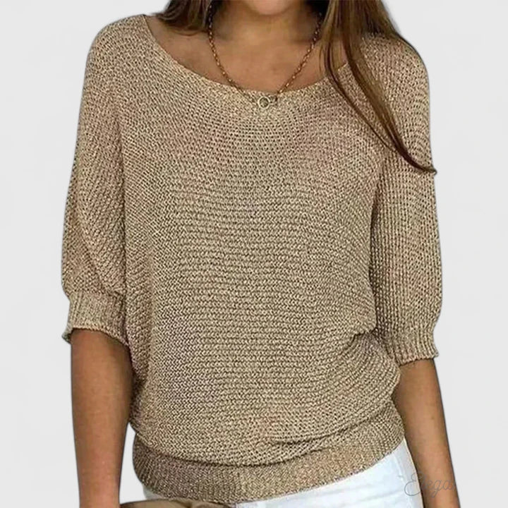 Pull Femme en Maille Ample à Manches 3/4