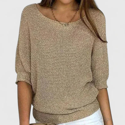 Pull Femme en Maille Ample à Manches 3/4