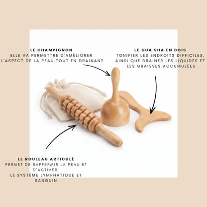 3-teiliges Massage-Set aus Holz