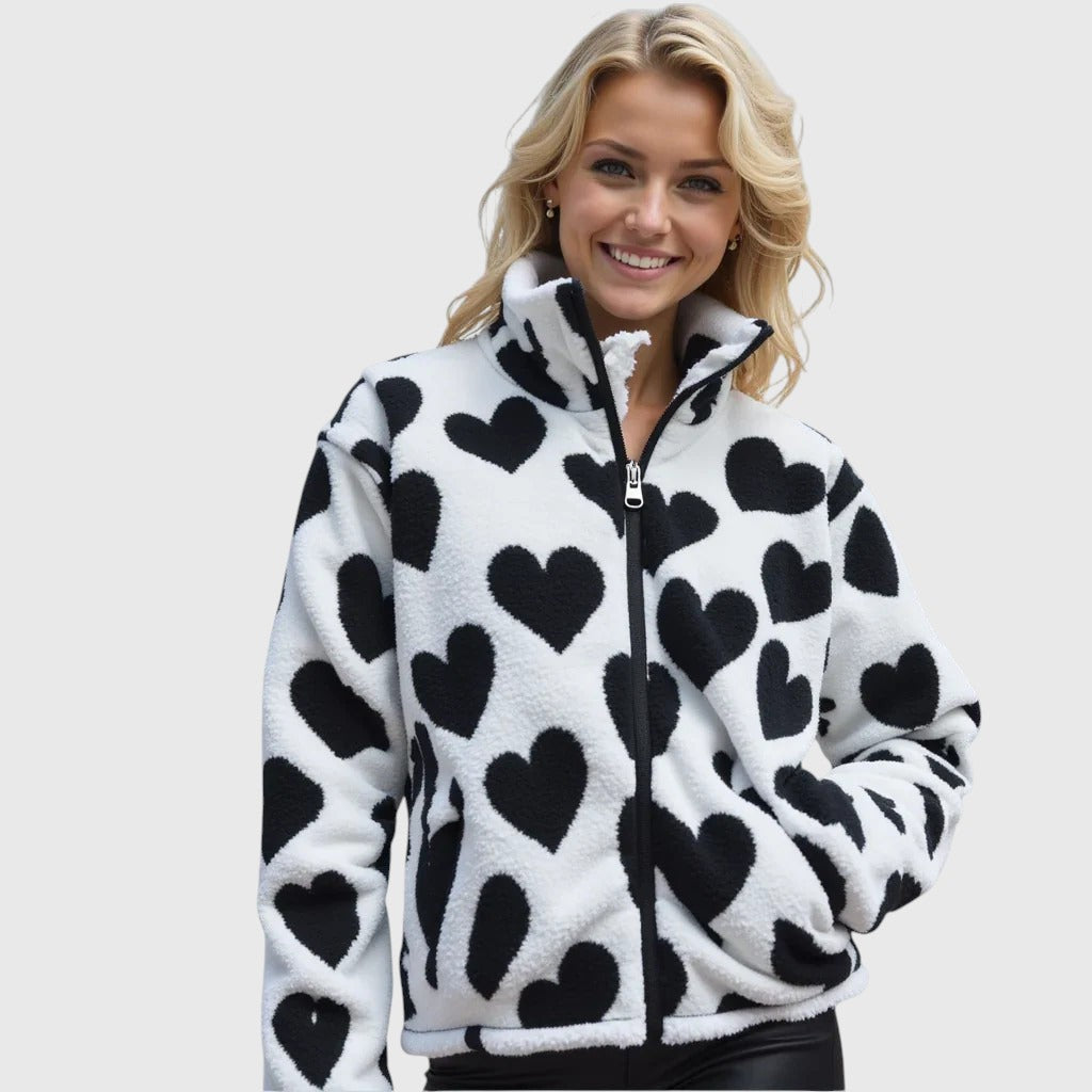 Veste réversible à motifs cœur