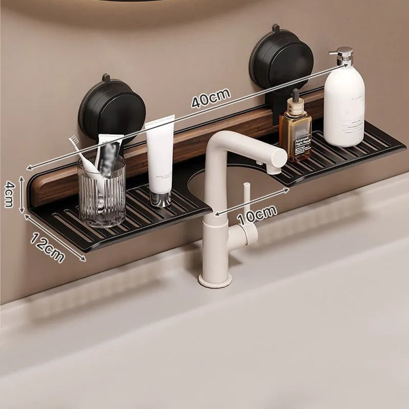 Badezimmer Saugnapf Ablage im Walnuss-Design