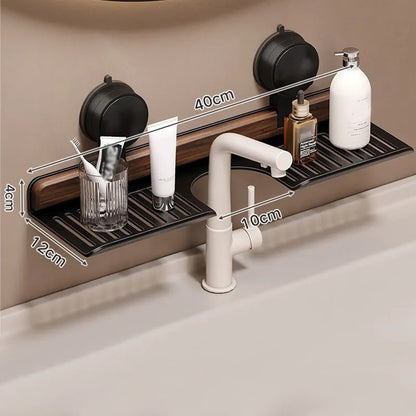 Badezimmer Saugnapf Ablage im Walnuss-Design