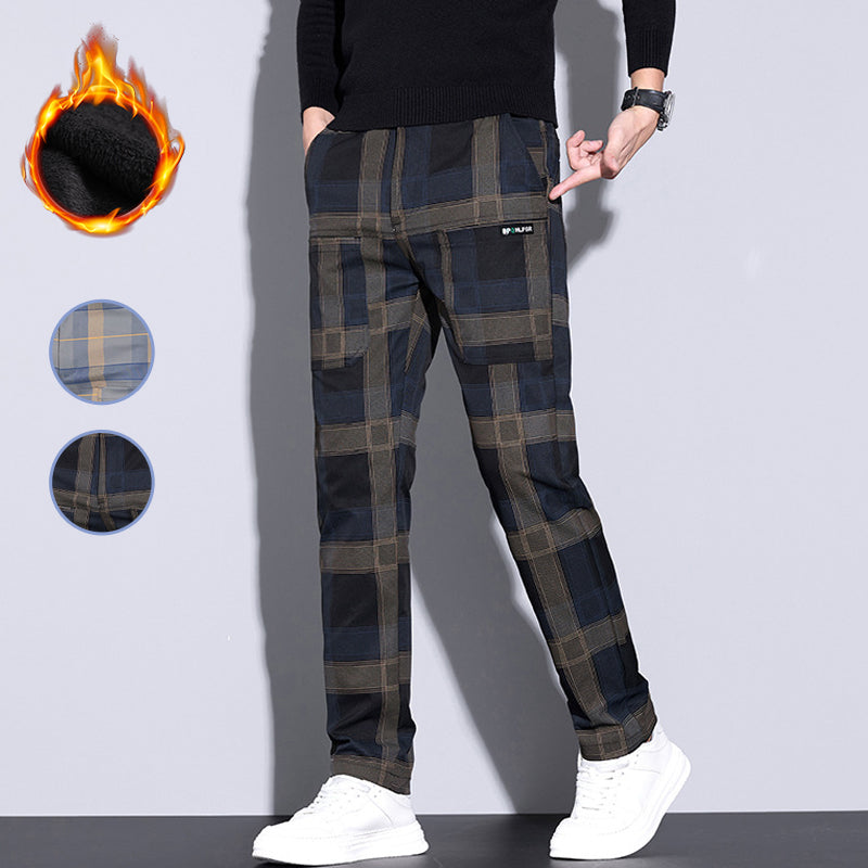Pantalon Décontracté à Carreaux avec Poches pour Hommes