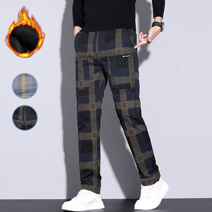 Pantalon Décontracté à Carreaux avec Poches pour Hommes