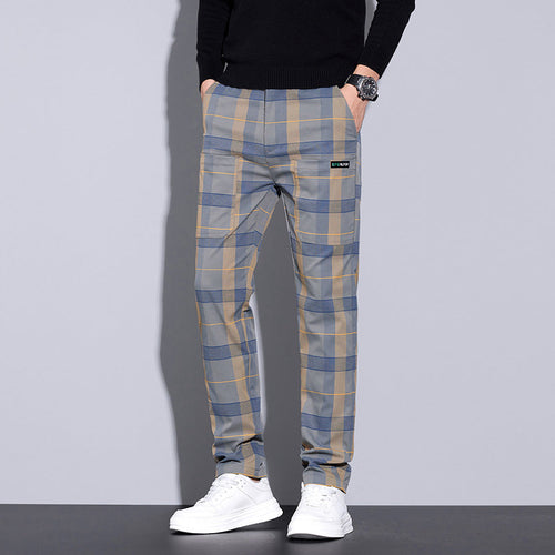Pantalon Décontracté à Carreaux avec Poches pour Hommes