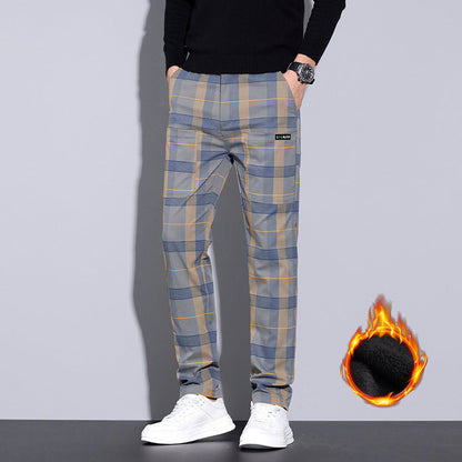 Pantalon Décontracté à Carreaux avec Poches pour Hommes