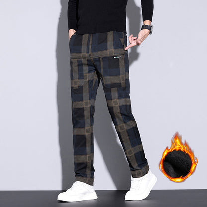 Pantalon Décontracté à Carreaux avec Poches pour Hommes