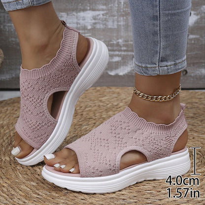 Bequeme Damen-Sandalen mit Keilabsatz aus atmungsaktivem Netzstoff