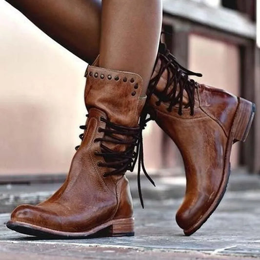 Bottes élégantes en cuir vintage