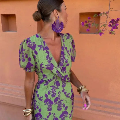 Robe longue fluide imprimée