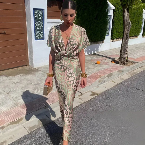 Robe longue fluide imprimée