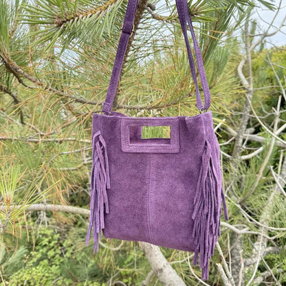 Sac bandoulière en cuir à franges