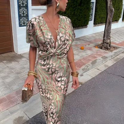 Robe longue fluide imprimée