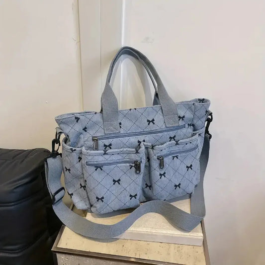 Sac cabas en velours côtelé