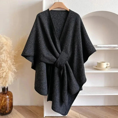 Long châle poncho femme