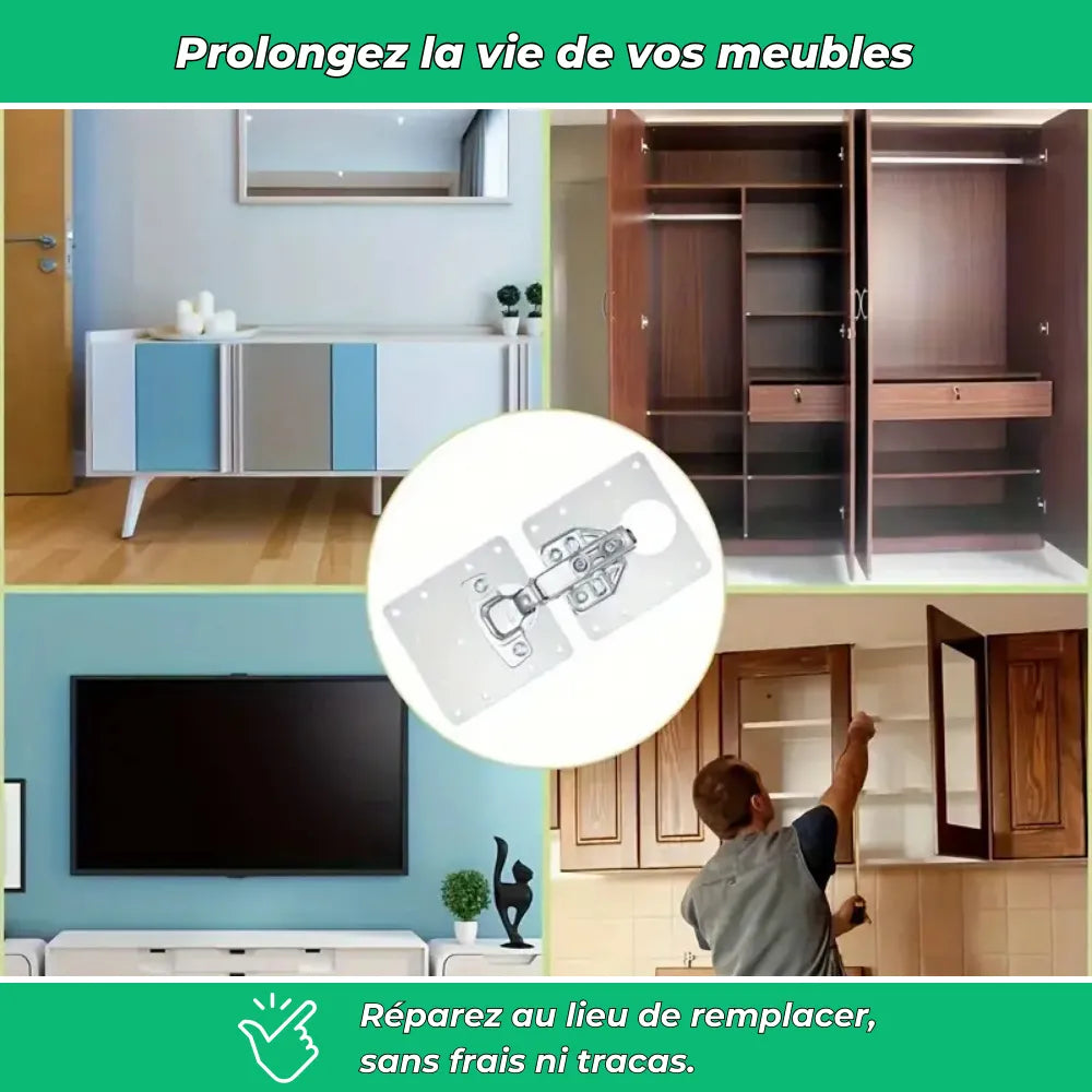 Kit de réparation charnières meubles