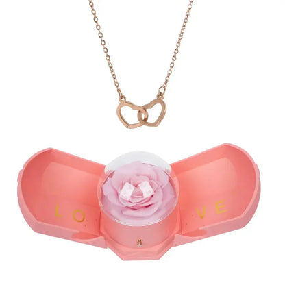 Coffret Rose Éternelle & Collier Gravé