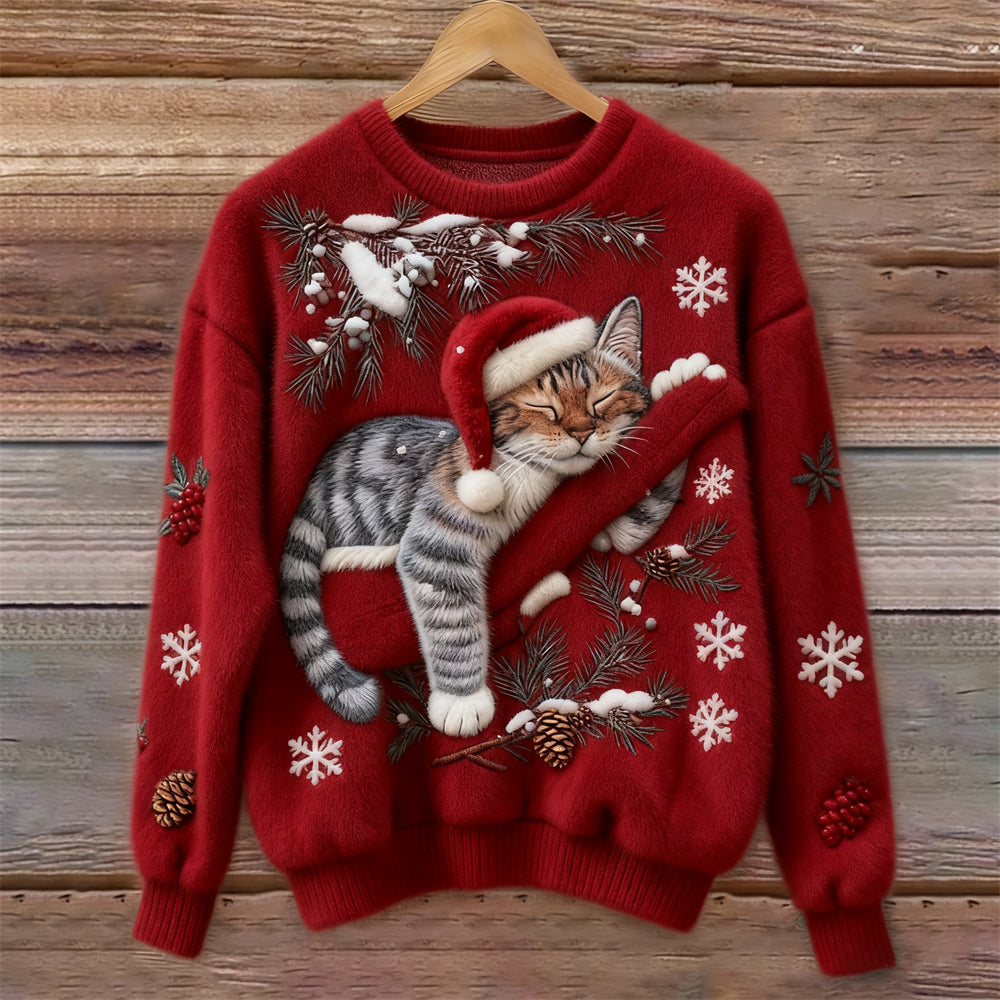 Pull de Noël Festif avec Chat