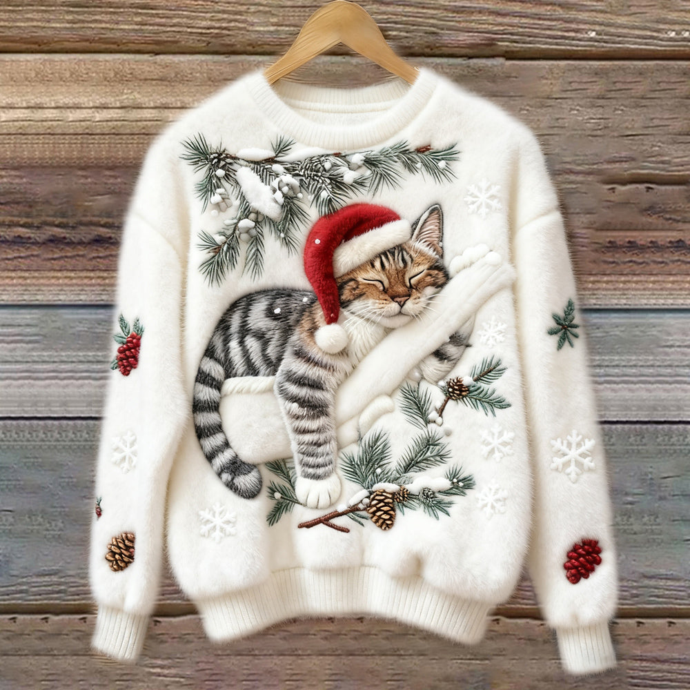 Pull de Noël Festif avec Chat