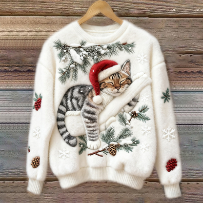 Pull de Noël Festif avec Chat