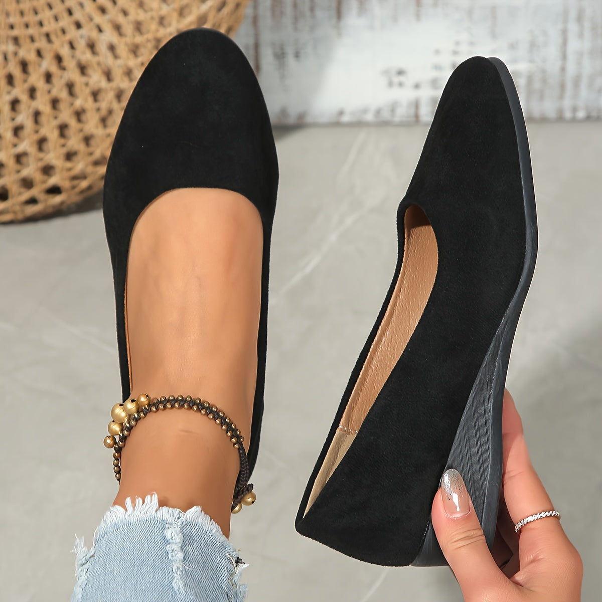Ballerines confort à talon compensé