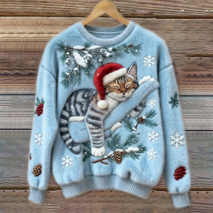 Pull de Noël Festif avec Chat