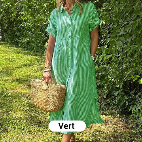 Robe chemise longue rayée femme