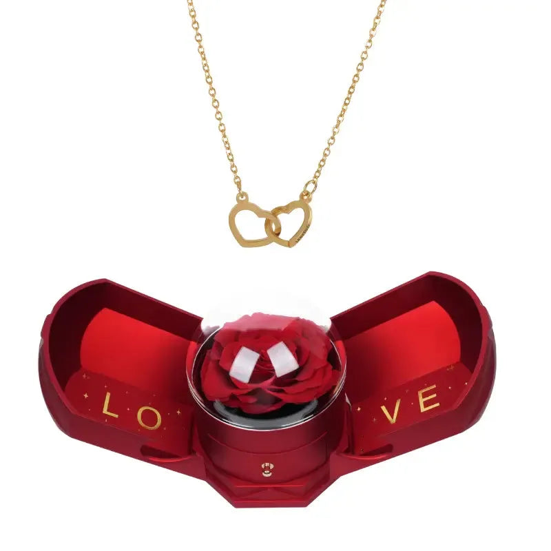 Coffret Rose Éternelle & Collier Gravé