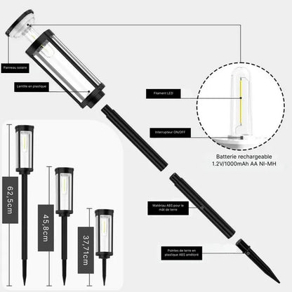 Lampes Solaires Extérieures LED – Éclairage Jardin et Allée (Pack de 2)