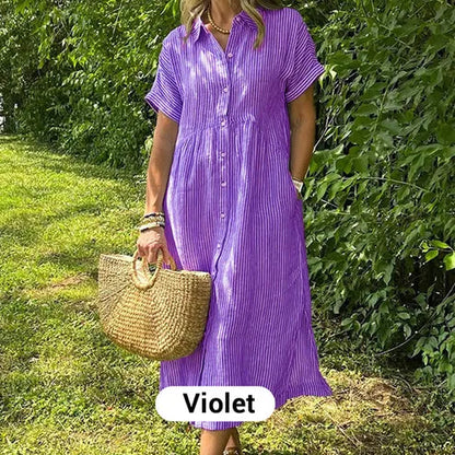 Robe chemise longue rayée femme