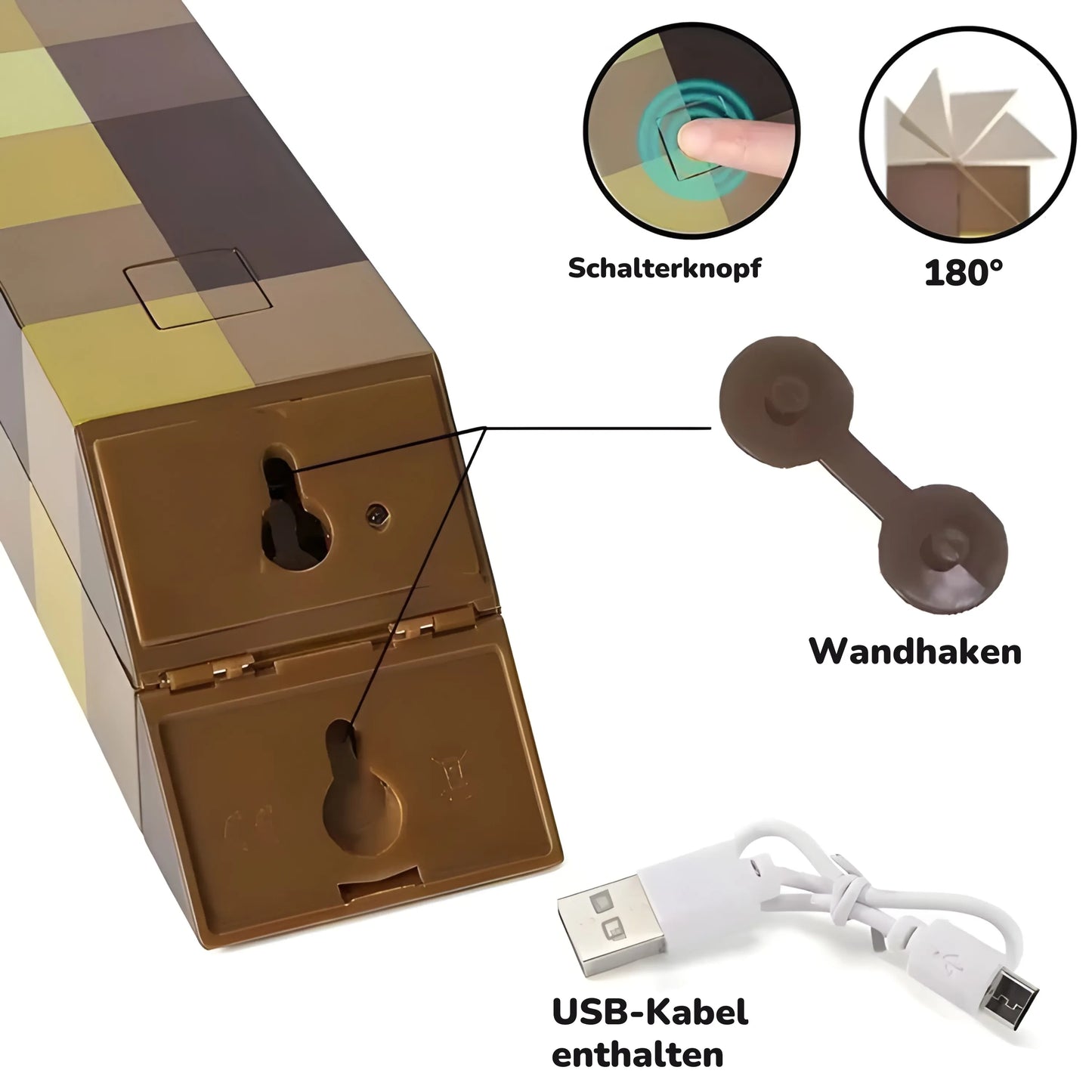 Lampe de poche aventure pixelisée lumineuse