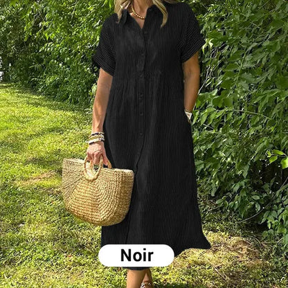 Robe chemise longue rayée femme