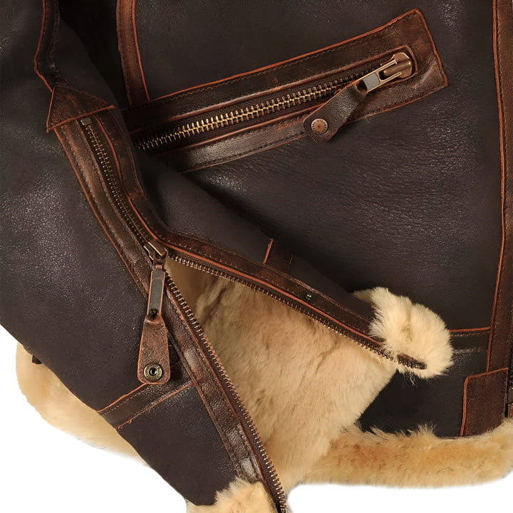 Veste pilote en cuir avec doublure chaude