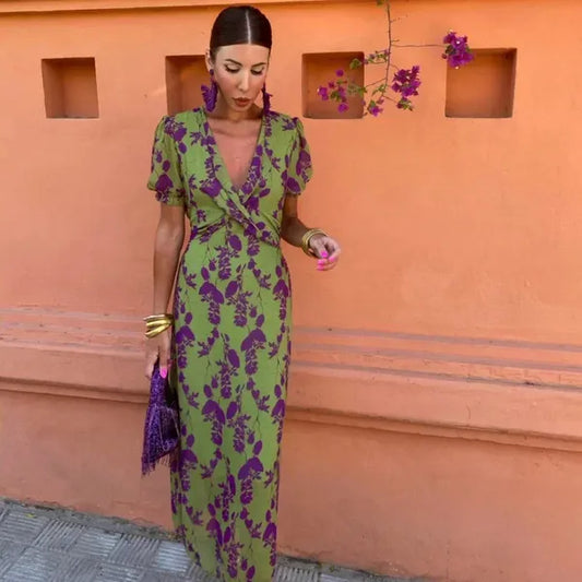 Robe longue fluide imprimée