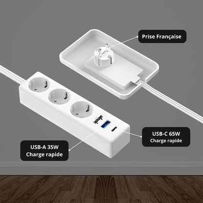 Multiprise Ultra-Fine avec Cache-Prise Intégré