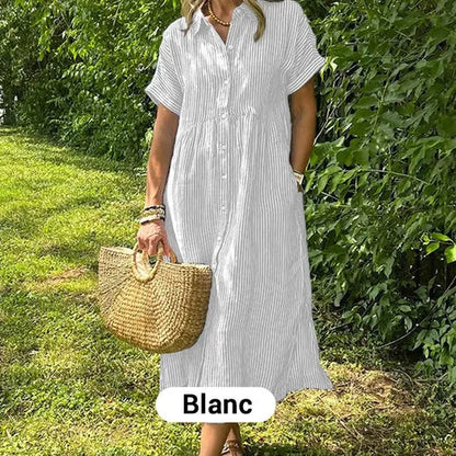 Robe chemise longue rayée femme