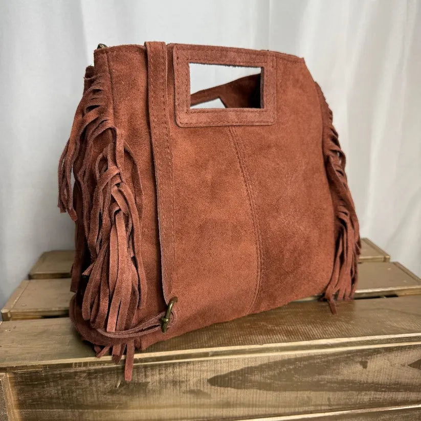 Sac bandoulière en cuir à franges