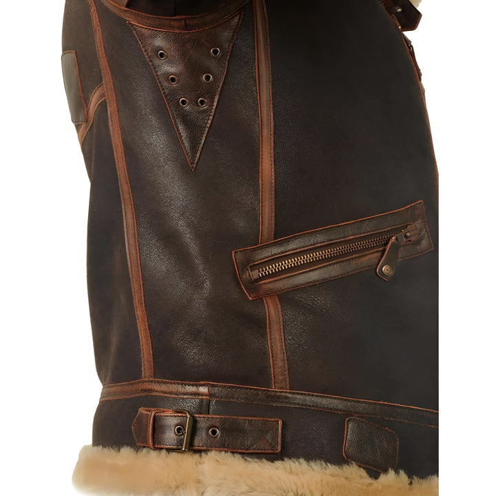 Veste pilote en cuir avec doublure chaude