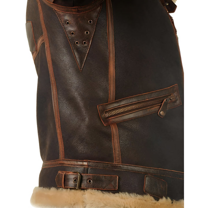 Veste pilote en cuir avec doublure chaude