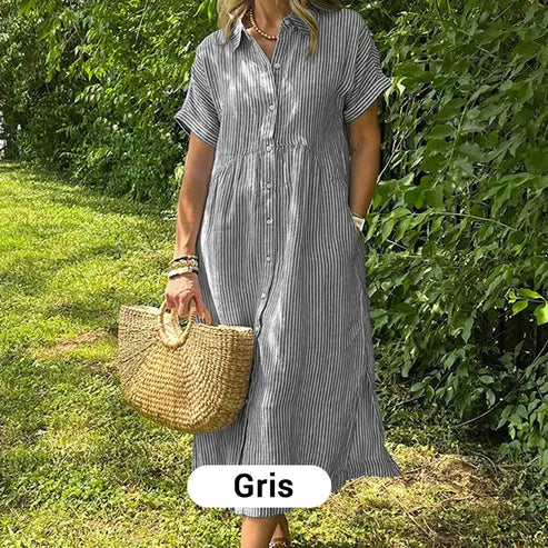 Robe chemise longue rayée femme