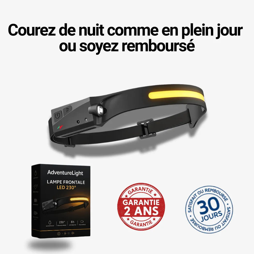 Lampe frontale LED 230°