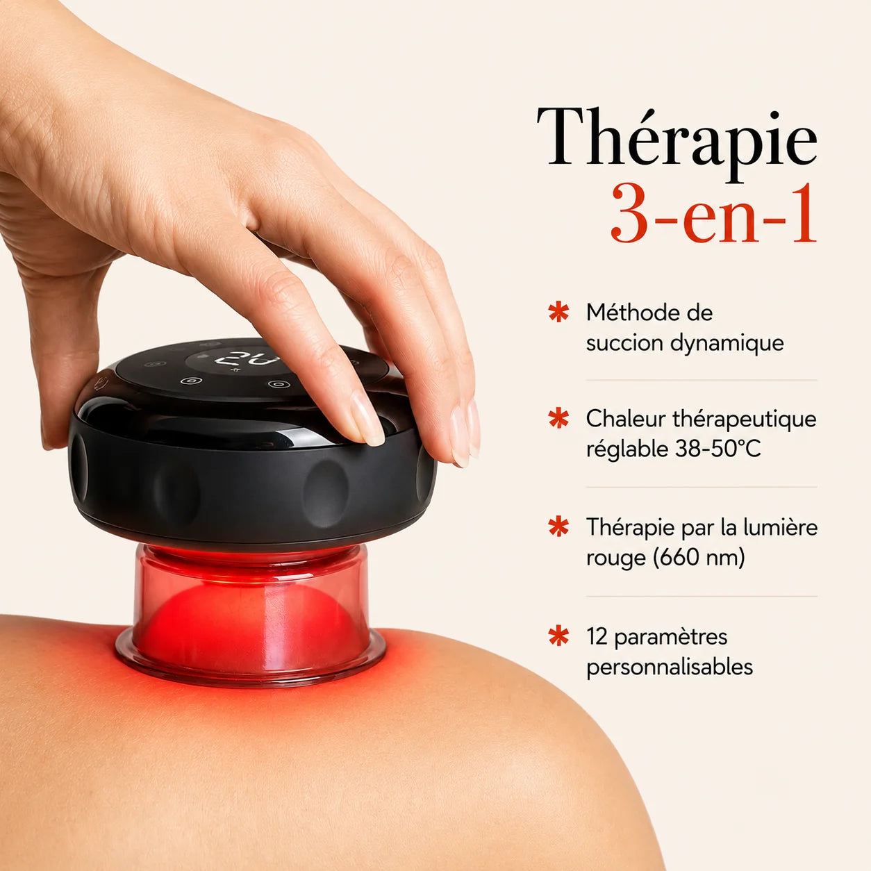 Ventouse de Massage Multifonction avec Lumière Rouge
