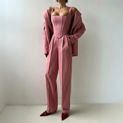 Elegantes 3-teiliges Damen-Set mit Blazer und Hose