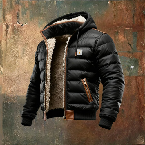 Schwarze Sherpa-Steppjacke