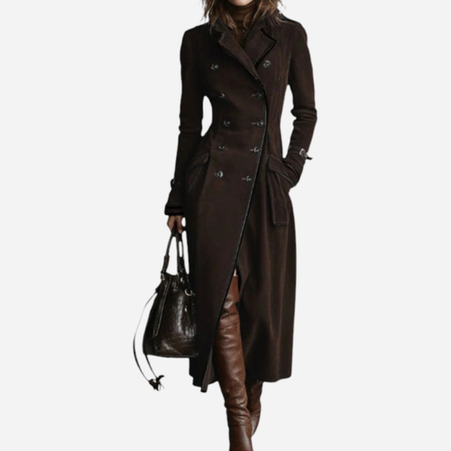 Langer Trenchcoat aus echtem Leder für Damen